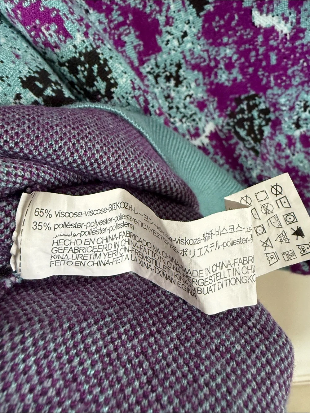 Zara Aqua & Purple Marbled Crewneck Sweater Size M